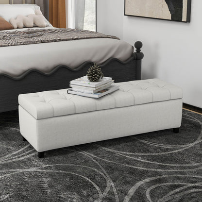 Home Mission - Upholstered Storage Ottoman Bench - Light Gray