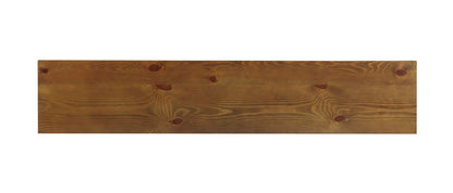 The Garrison Wooden Console Table features a smooth surface with visible natural wood grain and knots, displayed against a white background.