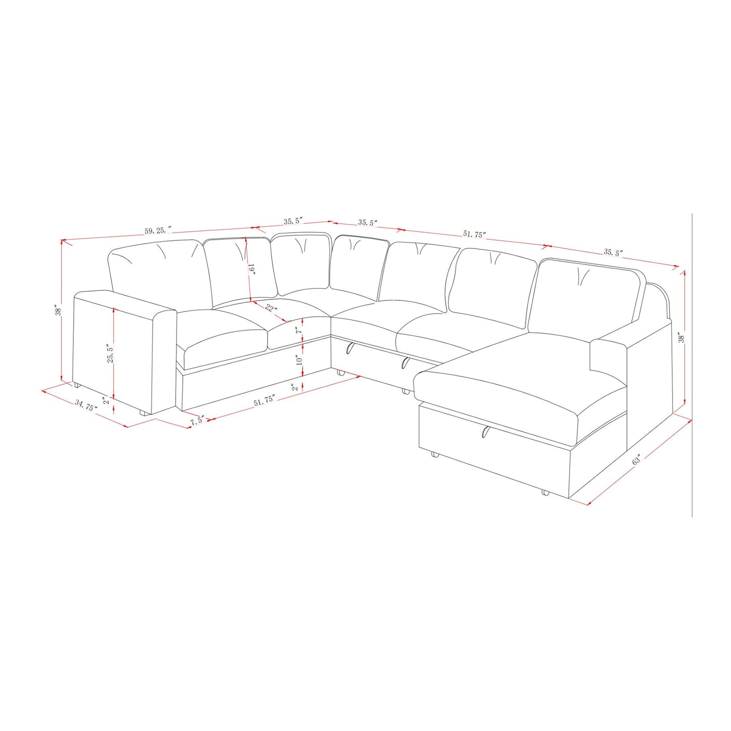 Melody - Sectional Sofa With Cushioning