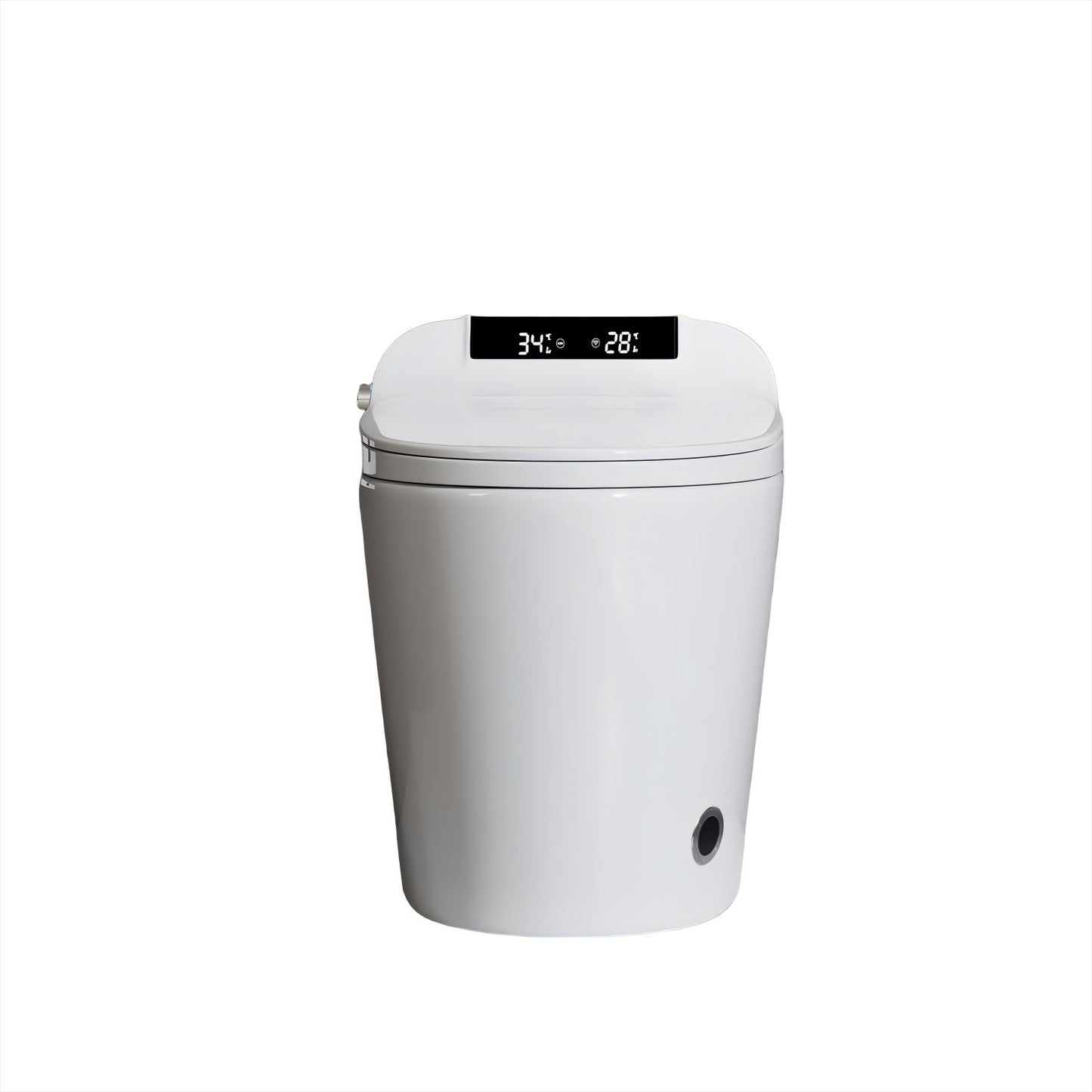Smart Toilet Bidet Combo With Foot Sensor Open Cover / Seat, Self Cleaning Nozzle, LED Display, Three Level Heated Seat / Airflow, Night Light, Knob Control, Soft Close, Auto Flush, With Remote Control - Gloss White