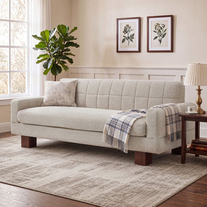 Modern Loveseat Sofa, 2 Seater With Square Arms For Living Room