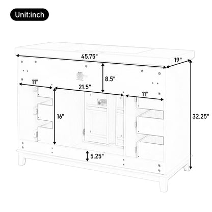 Bathroom Vanity Cabinet Only, 6 Soft Close Drawers & Double Doors With 2 Tier Shelves - White