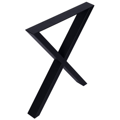 The X Table Legs 28X 24" (Set of 2) are wide, heavy-duty black steel legs with a geometric X design and pre-drilled flat tops for easy mounting, ideal for supporting tables, desks, or dining furniture.