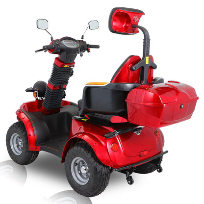 Fat Tire Scooter With Comfortable Seat And Adjust Seat And Front Handle - Red