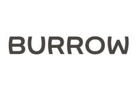 The image shows the word "BURROW" written in bold, modern, black uppercase letters against a plain white background.