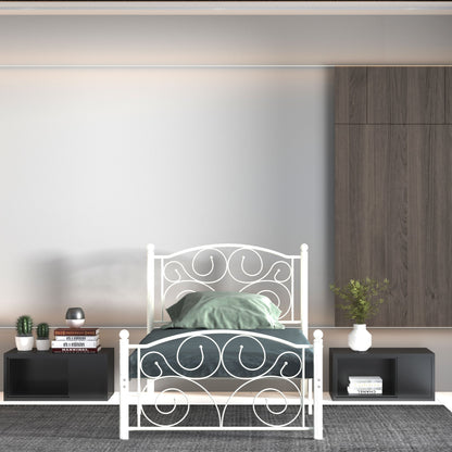 Unique Flower Sturdy System Metal Bed Frame With Headboard And Footboard