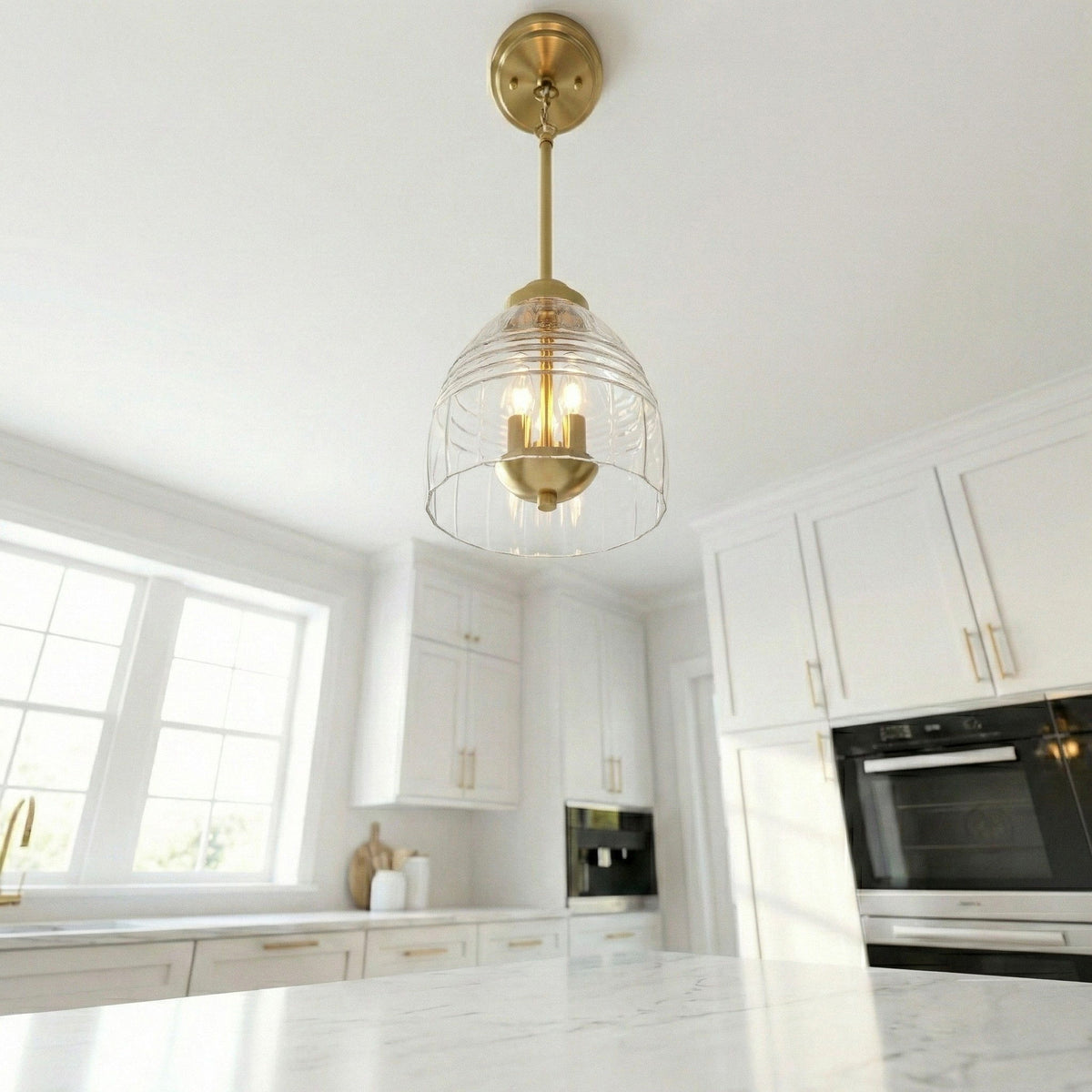 Ember - 3 Candle Lights Chain Pendant - Clear / Gold