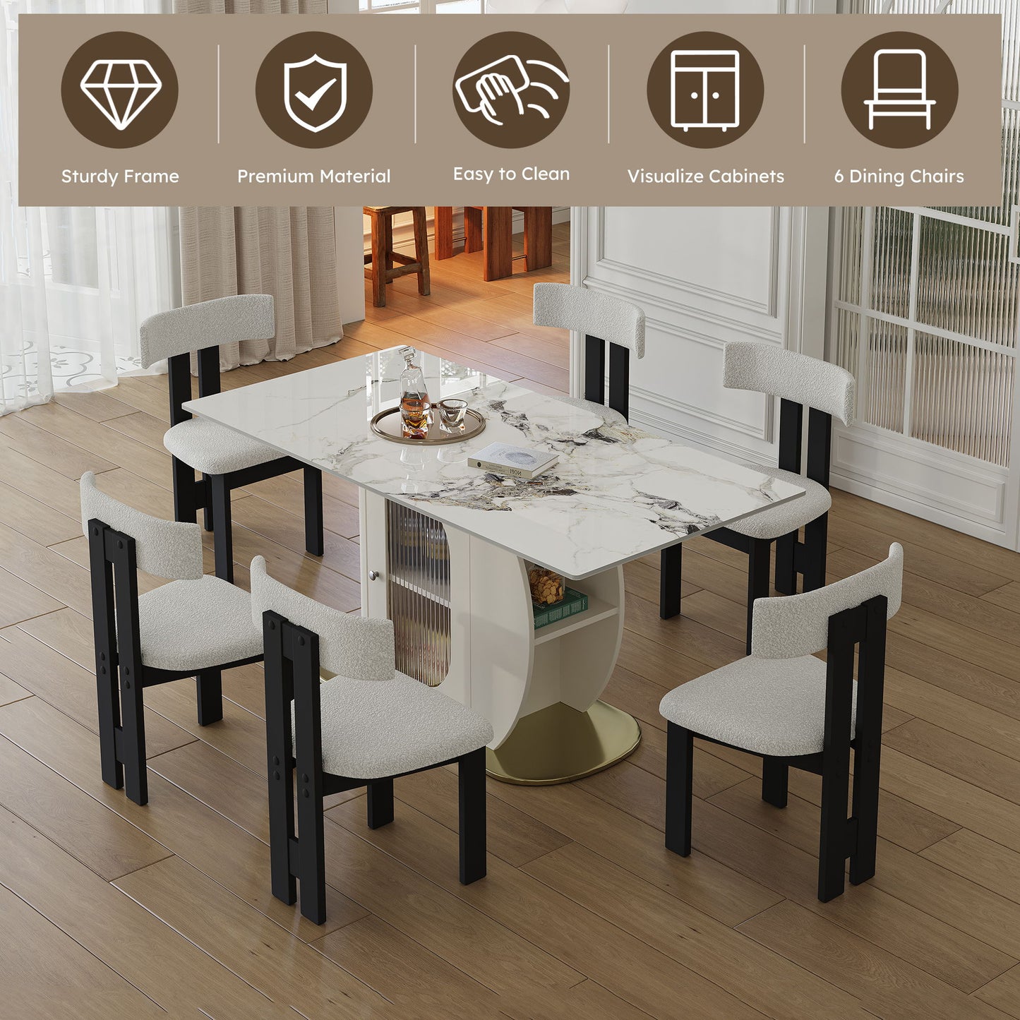 Modern Dining Table Set With Storage, Includes Chairs