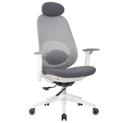 High Back Swivel Desk Chair With Height Adjustable Backrest, 3 Tilt Lock & Rotatable Headrest - Milk White