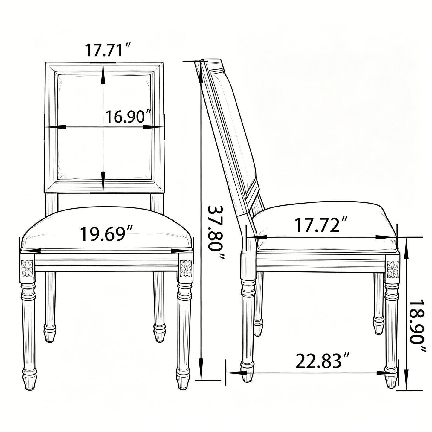 Dining Chairs With Square Back (Set of 2)
