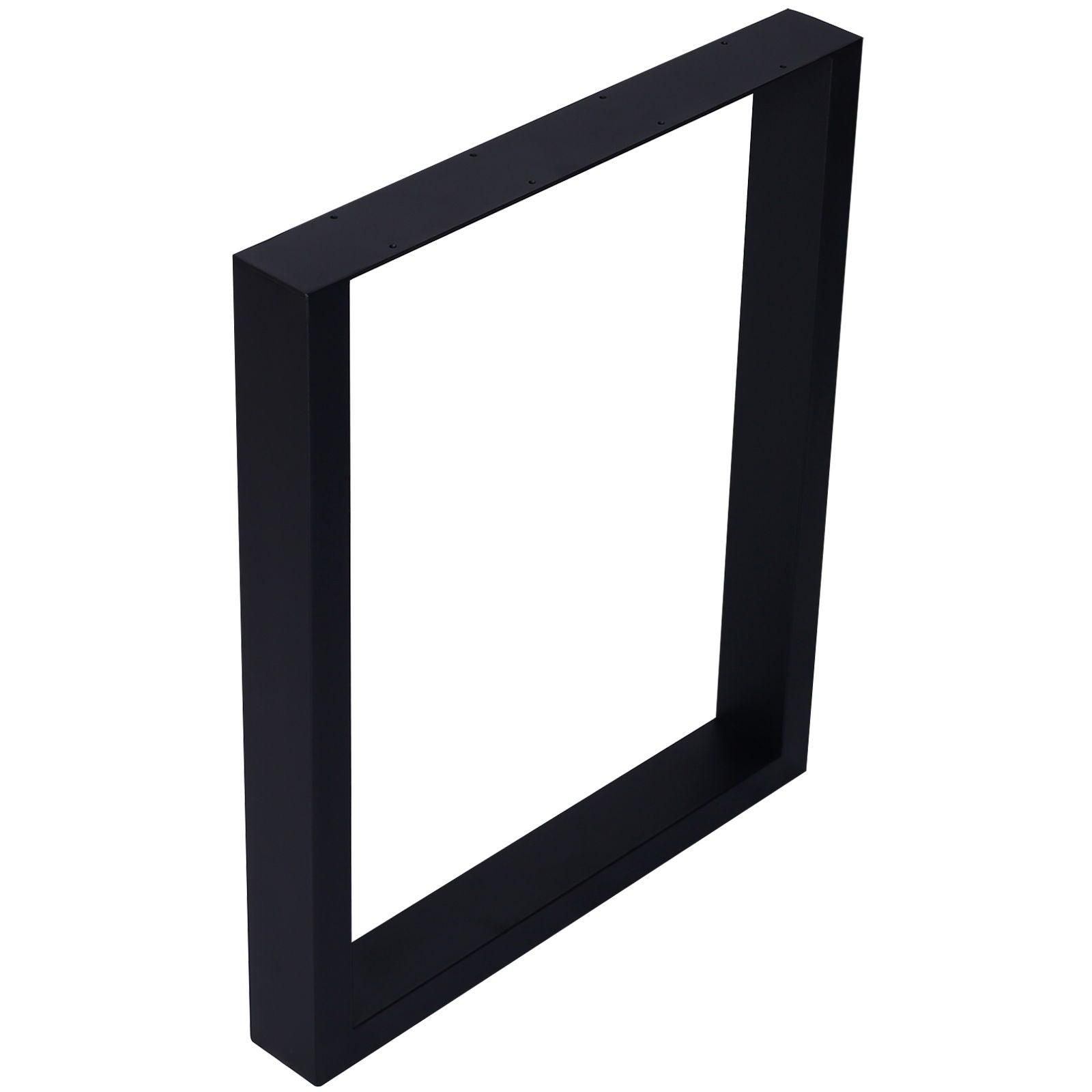 A set of two black, rectangular heavy-duty steel table legs stands upright against a white background, showcasing the depth and clean lines of these wide Square Table Legs for desks or dining tables.
