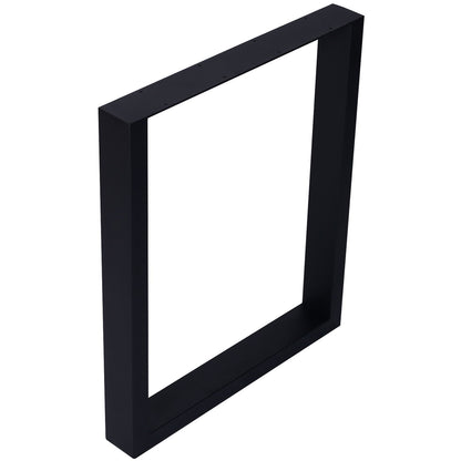 A set of two black, rectangular heavy-duty steel table legs stands upright against a white background, showcasing the depth and clean lines of these wide Square Table Legs for desks or dining tables.