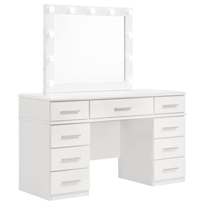 Sarah - 9 Drawer Vanity Desk With Mirror Set - White