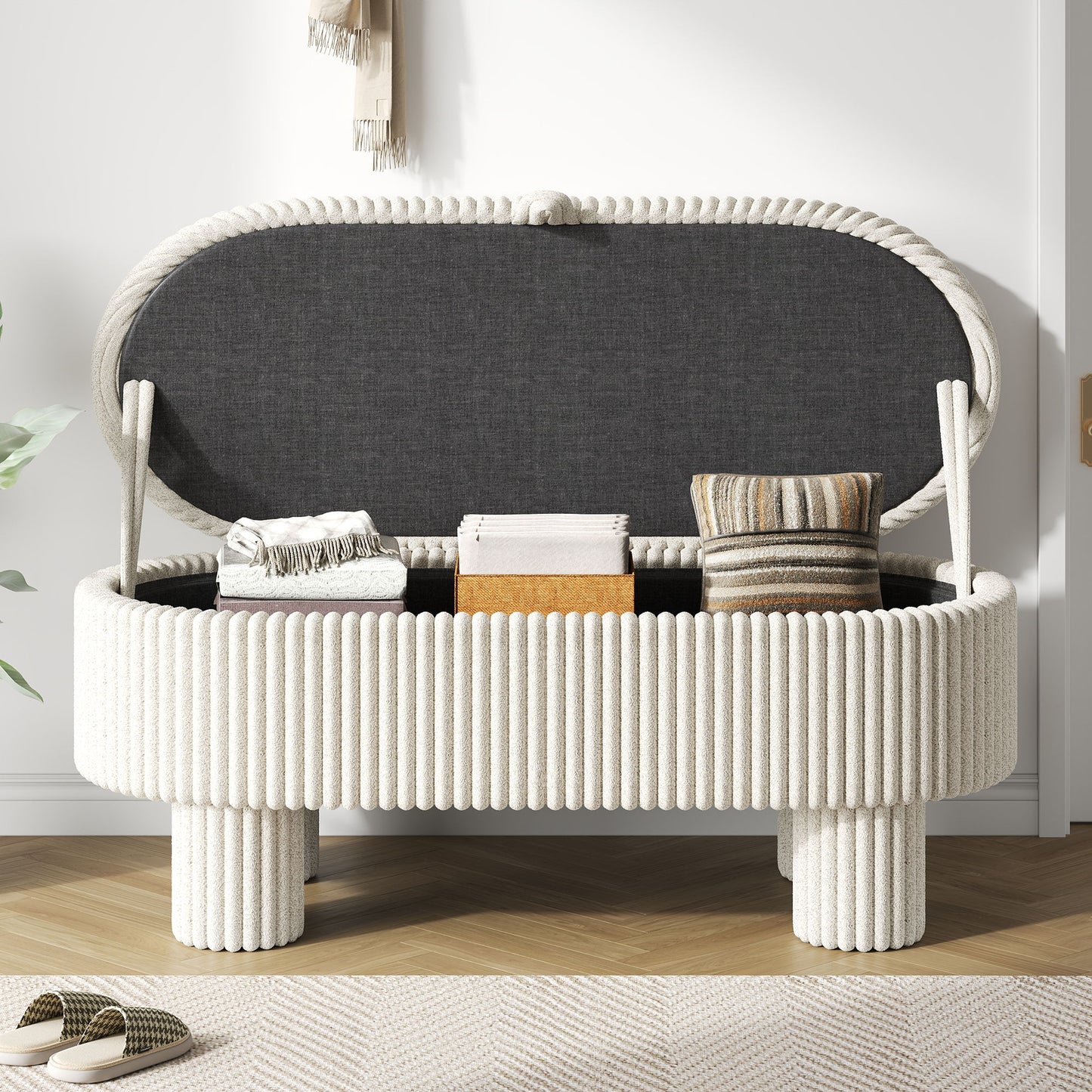 Storage Ottoman Upholstered Bench With Lift Top Storage For Bedroom