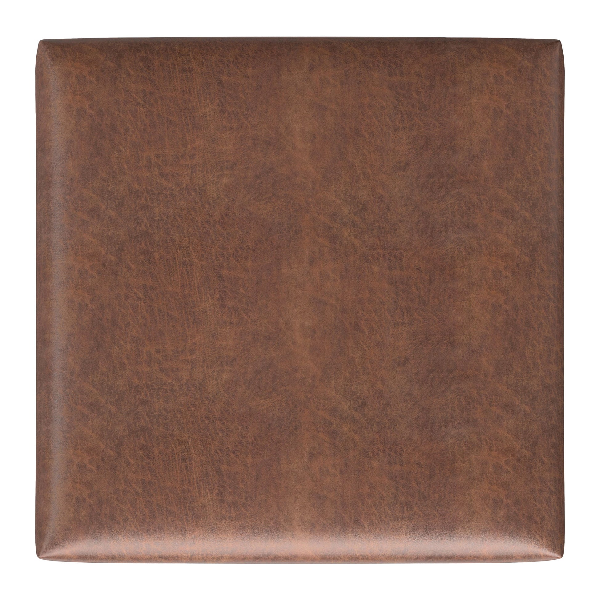 The Rebecca is a multifunctional coffee table storage ottoman with a lift-up lid, featuring smooth brown leather upholstery with a subtle natural texture, viewed from above against a white background.