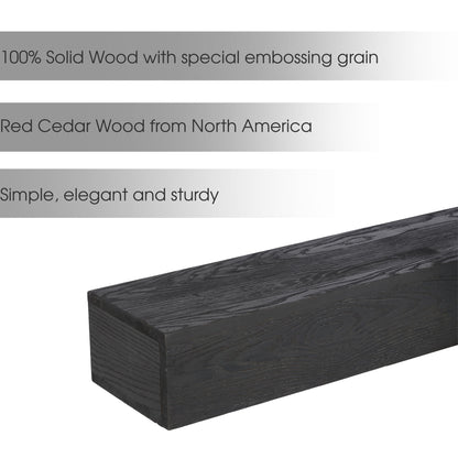 48'' Embossed Fireplace Mante, Wall Mounted Floating Shelf - Black