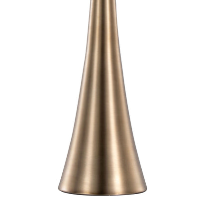 A close-up of the Diana Contemporary Table Lamp (Set of 2), featuring a sleek, flared cone shape and brushed brass finish, displayed against a white background.
