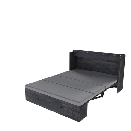 Murphy Bed With Storage Drawers And Charging Cabinet, Foldable Panels, Swivel Wheels