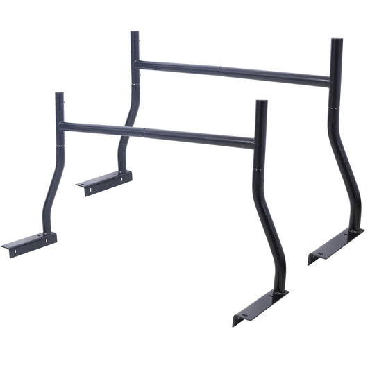 Universal Pick-Up Truck Rack 650 Lbs Adjustable Fit 2-Bars Utility Ladder Truck Cargo Rack - Black