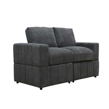 Oversized Modular Loveseat, 2 Piece Living Room Sofa Set - Dark Gray