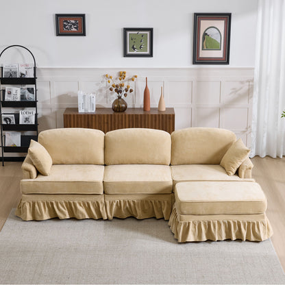 Cloud Sofa With Removable Ruffled Skirt With Ottoman And Flared Arms