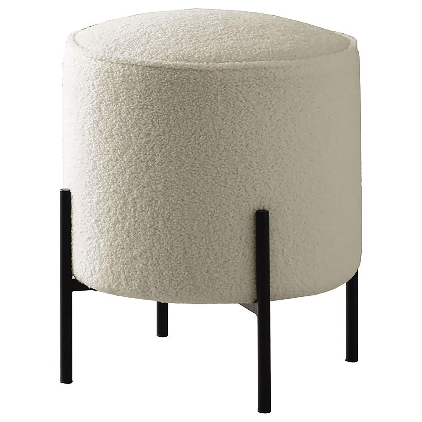 Round Upholstered Ottoman - Beige