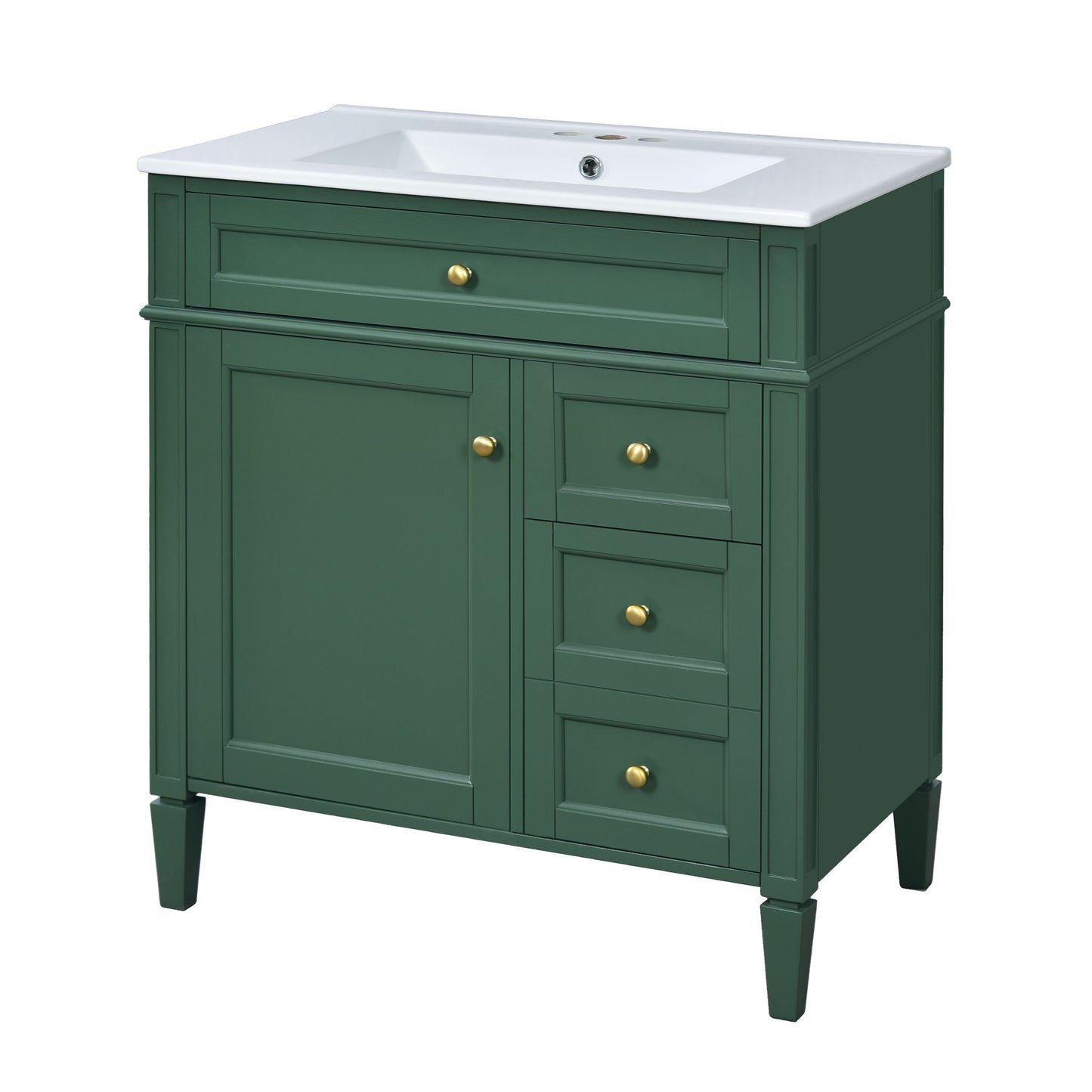 Bathroom Vanity With Top Sink, 2 Drawers & Tip Out Drawer