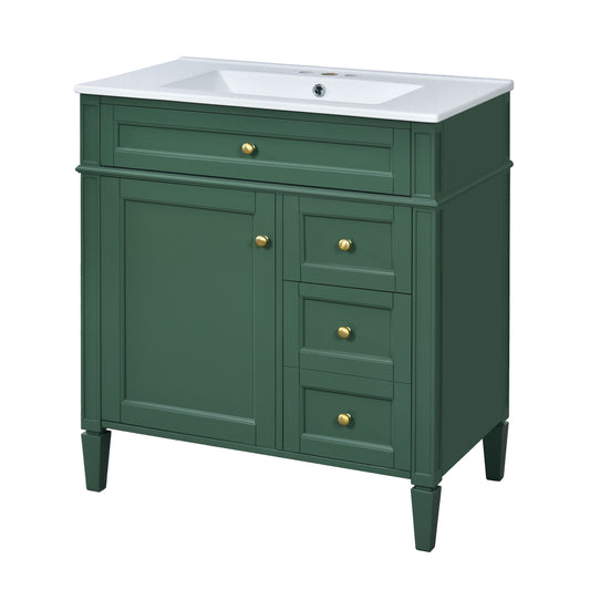 Bathroom Vanity With Top Sink, 2 Drawers & Tip Out Drawer