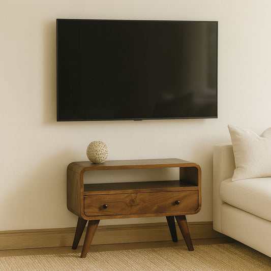 Mini Curved Media Unit - Chestnut