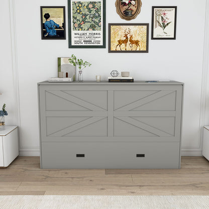 Full Murphy Bed With Storage Drawers, Charging Station, Foldable Panels, And Silent Swivel Wheels