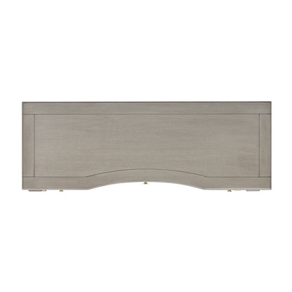 The Dauphin - 3 Drawer Executive Desk features a rectangular, light gray wooden panel with a smooth, simple design and a gently curved detail at the bottom edge.