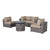 Light Brown / 4 Pc. Sectional Sofa, 2 Chairs And Fire Pit