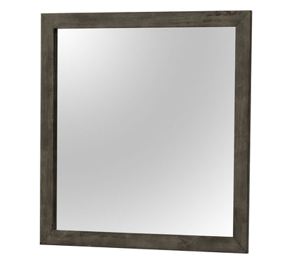 The Modern Design Transitional Wall Mirror features a thick dark wooden frame and stands upright against a white background.