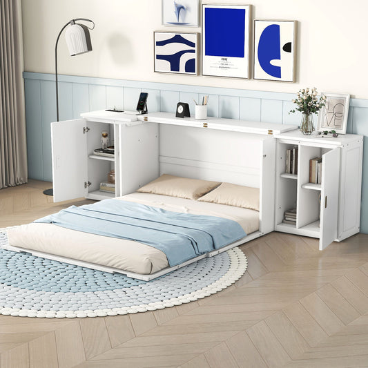 Murphy Bed With Shelves, Cabinets And USB Ports