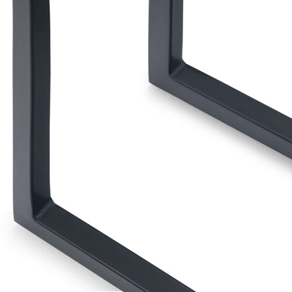 Close-up view of two black metal rectangular legs of the Skyler - C Side Handcrafted Table on a white background.