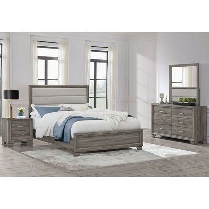 Funston - 4 Piece Queen Bedroom Set With Upholstered Headboard - Oak