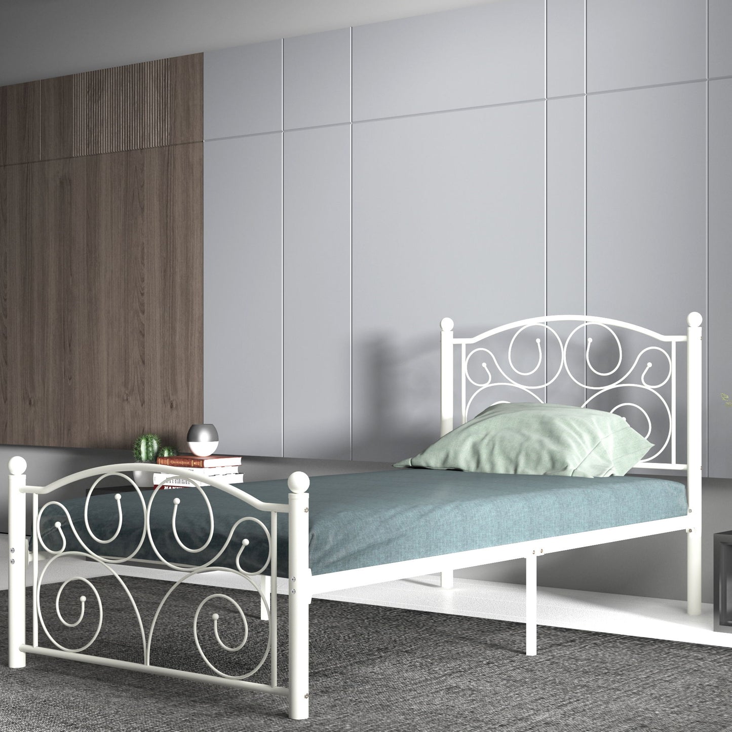 Unique Flower Sturdy System Metal Bed Frame With Headboard And Footboard
