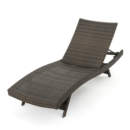 The Salem - Chaise Lounge is a brown wicker outdoor chair with an adjustable backrest, shown against a white background.