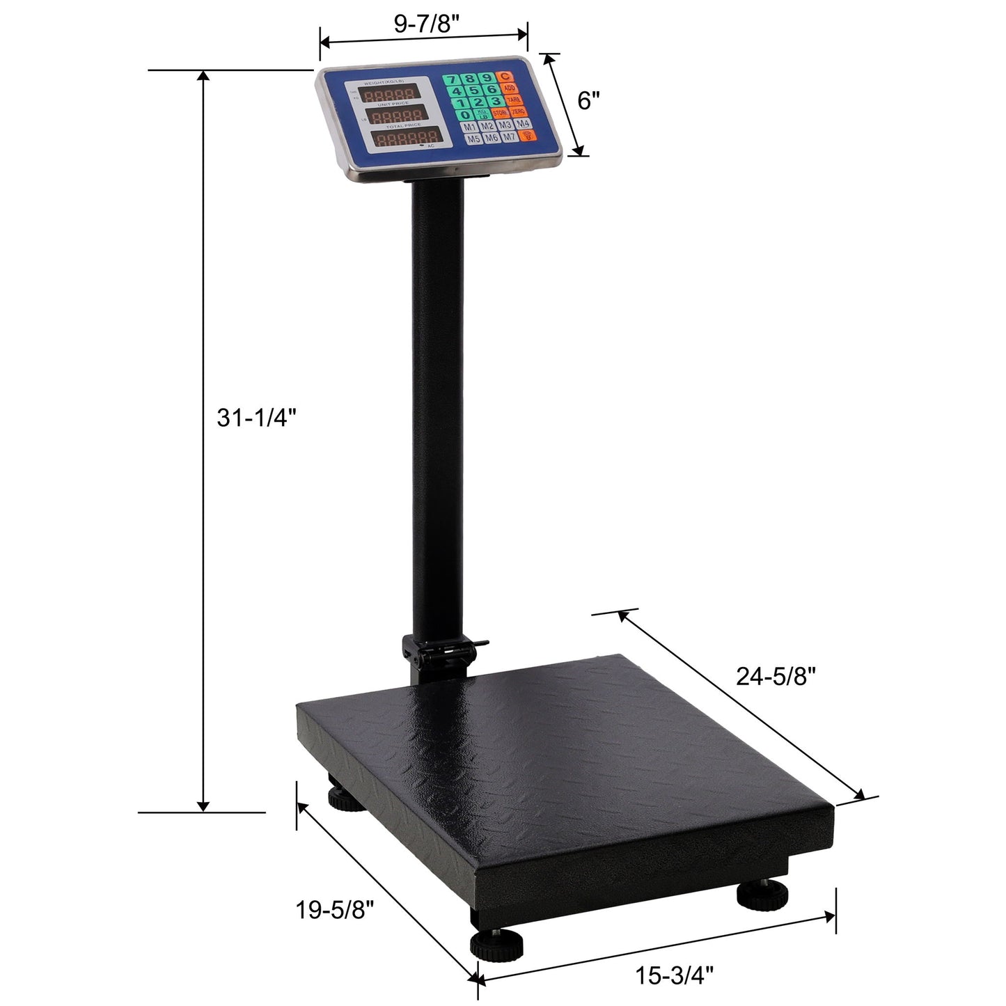 Digital Weight Computing Floor Platform Scale With Price Calculator - Black