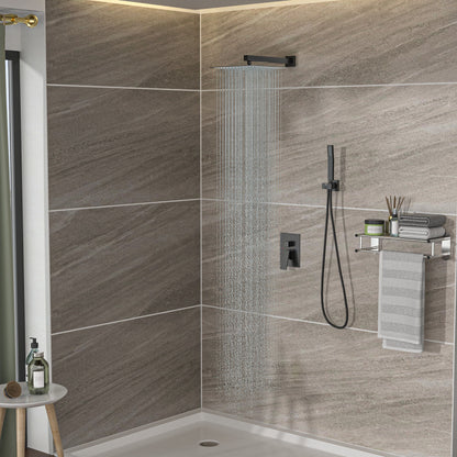 Dual Shower Head System With 12" Square Rain Shower And Rough In Valve
