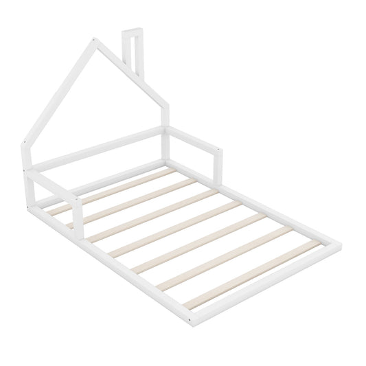 Elegant Floor Bed With House Shaped Headboard