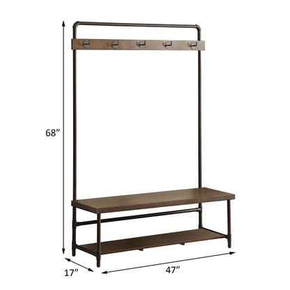 Hall - Tree With 5 Coat Hooks - Brown