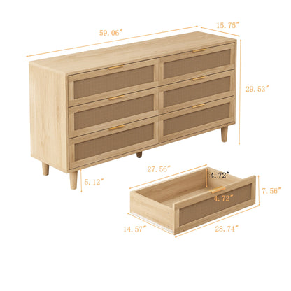 6 Drawer Storage Modern Cabinet For Bedroom