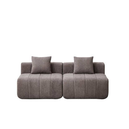 Modular Sectional Sofa With 2 Pillows, Symmetrical Design
