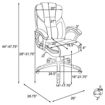 Swivel Office Chair With Armrests, Adjustable Height - Brown