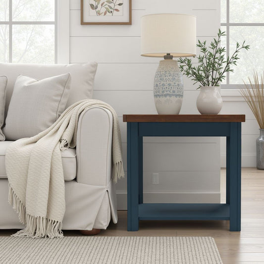 Nantucket - Side Table - Blue Denim, Whiskey