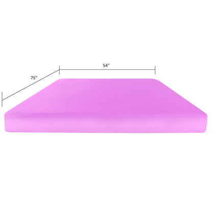The 6" Full Size Gel Memory Foam Mattress in a Box with Aloe Vera Cover in pink measures 75" long by 54" wide and is shown on a white background.