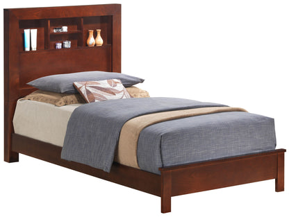 A stylish bed with a transitional design and headboard.