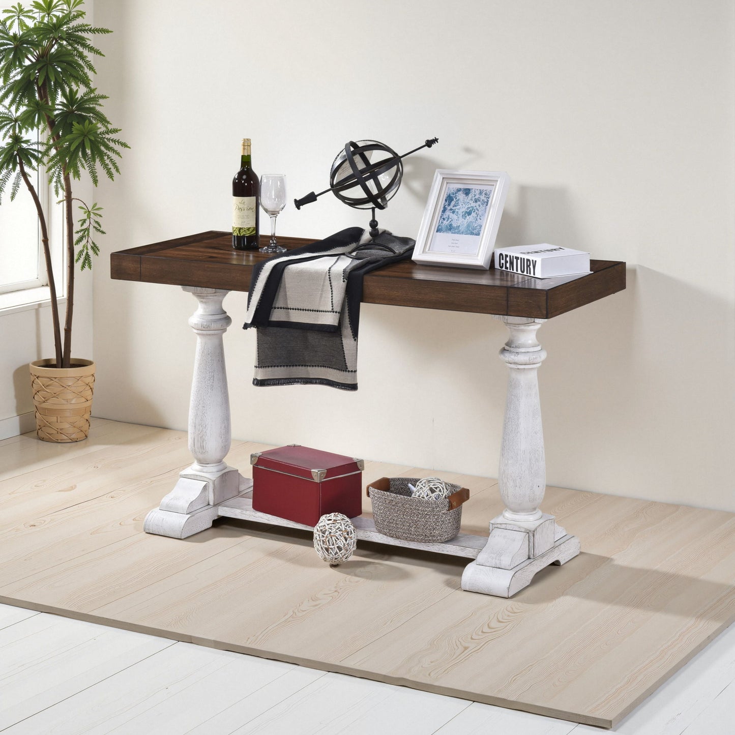 Farmhouse Retro Design Pedestal Sofa Tabe