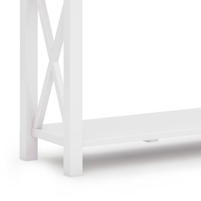 Lower section of the Kitchener - Handcrafted Table, featuring white wood and X-shaped side supports, shown against a white background.